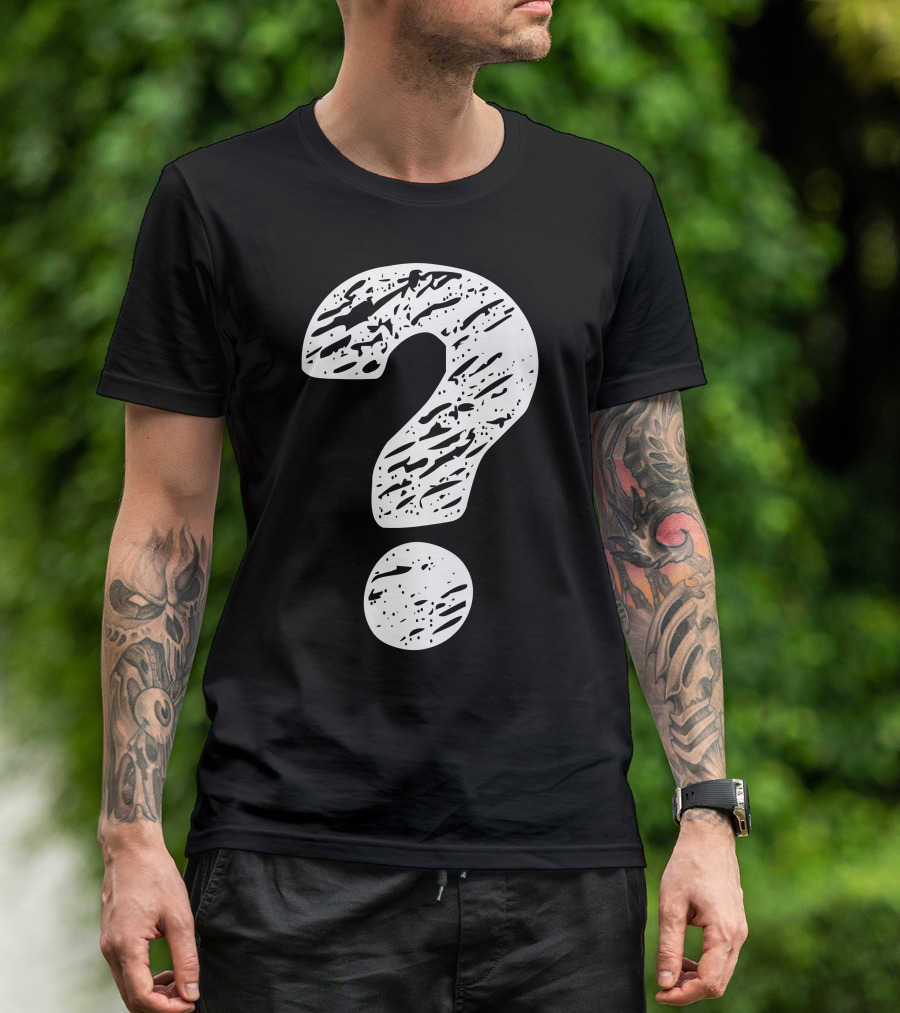 Question Mark Distressed Print T-Shirt