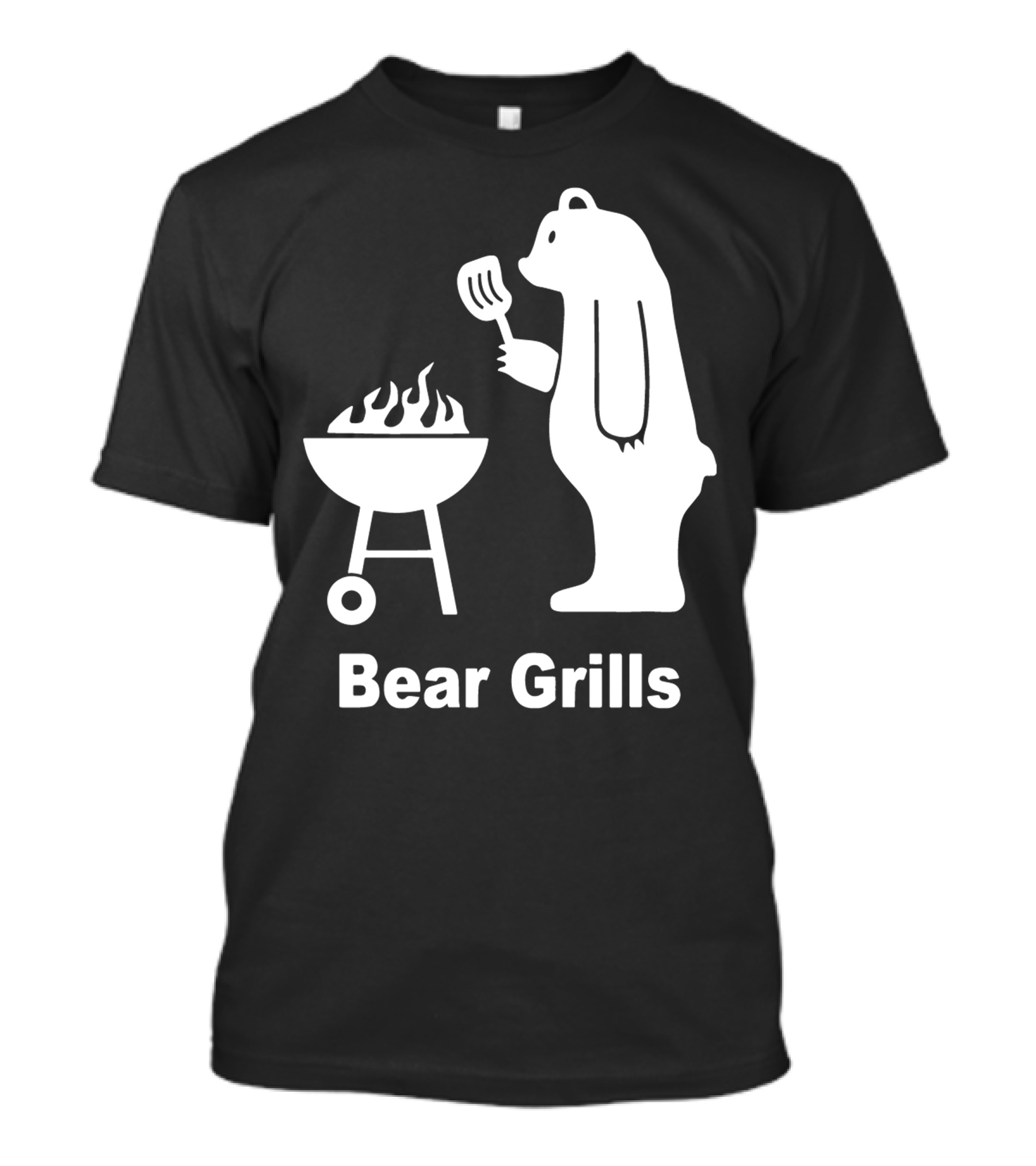 Bear Grills Funny BBQ Pun With Bear Cooking On Grill T-Shirt