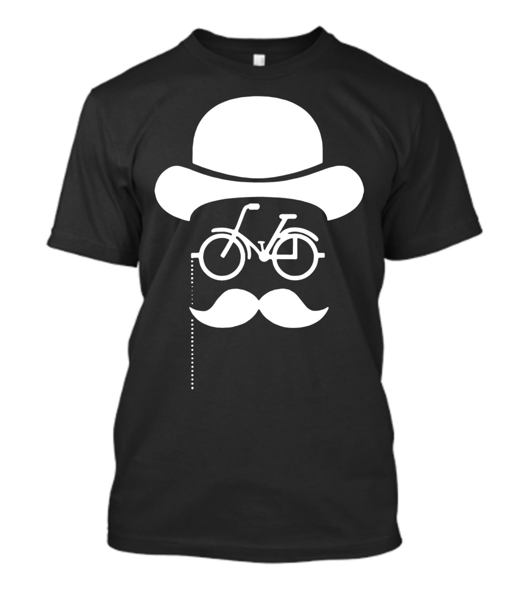 Bicycle Bowler Hat Mustache Gentleman Optical Illusion T-Shirt