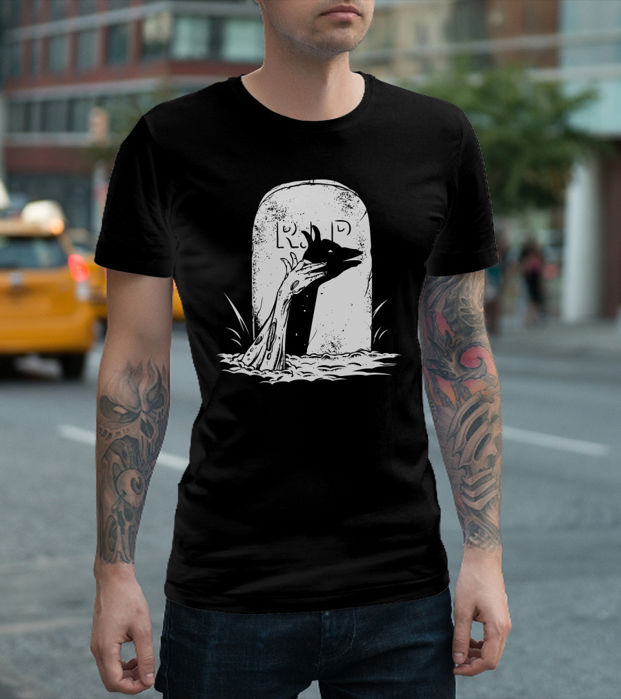 Boring Night RIP Zombie Hand Rising Tombstone T-Shirt