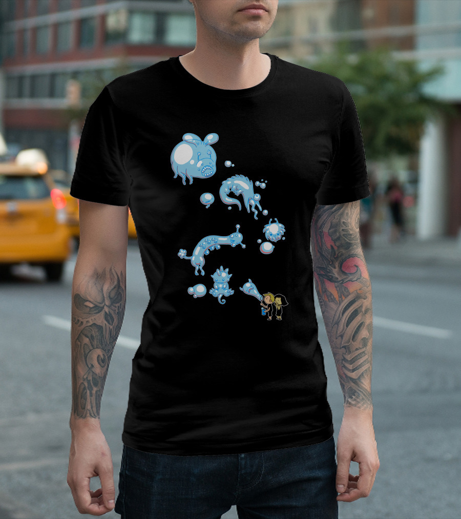 Bubble Monster Imaginative Creatures And Bubble Blowing Kids T-Shirt