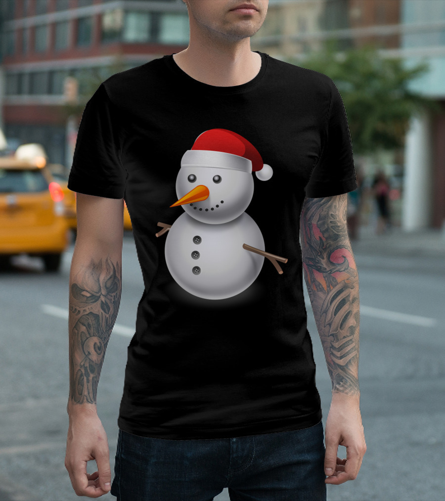 Snowman with Santa Hat T-Shirt