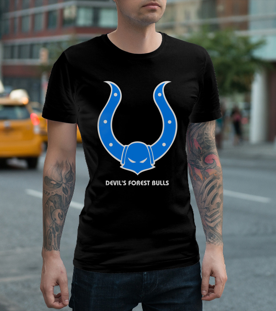 DEVIL'S FOREST BULLS BLUE HORNED T-Shirt