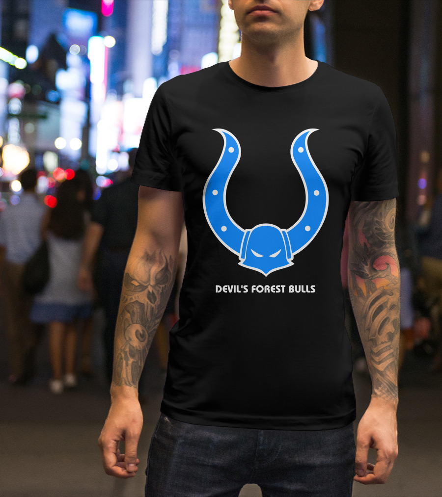 DEVIL'S FOREST BULLS BLUE HORNED T-Shirt