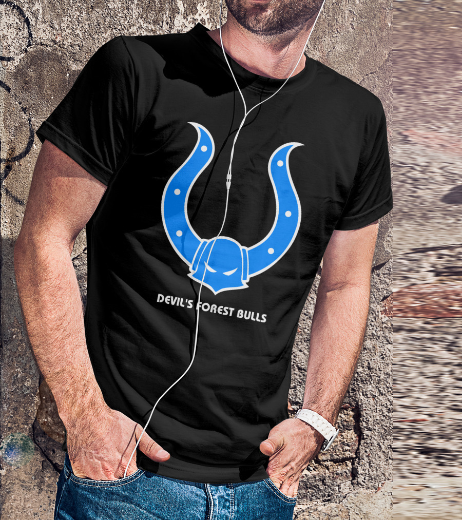 DEVIL'S FOREST BULLS BLUE HORNED T-Shirt