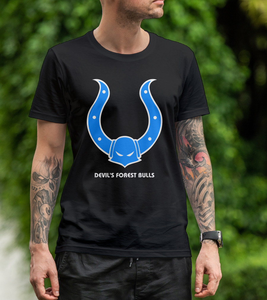 DEVIL'S FOREST BULLS BLUE HORNED T-Shirt