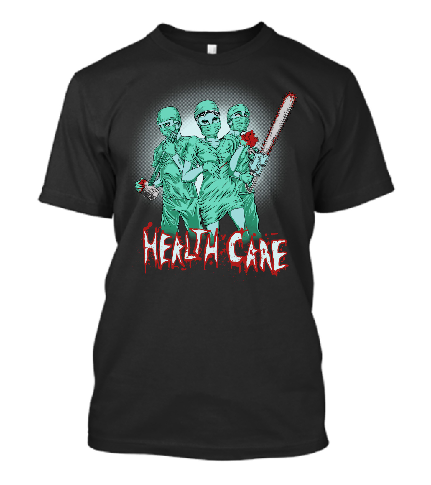 Health Care Heroes Zombie Surgeons With Chainsaw And Hearts T-Shirt