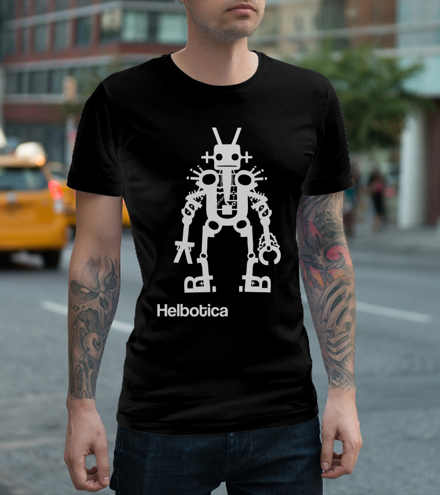 Helbotica Typography Robot T-Shirt