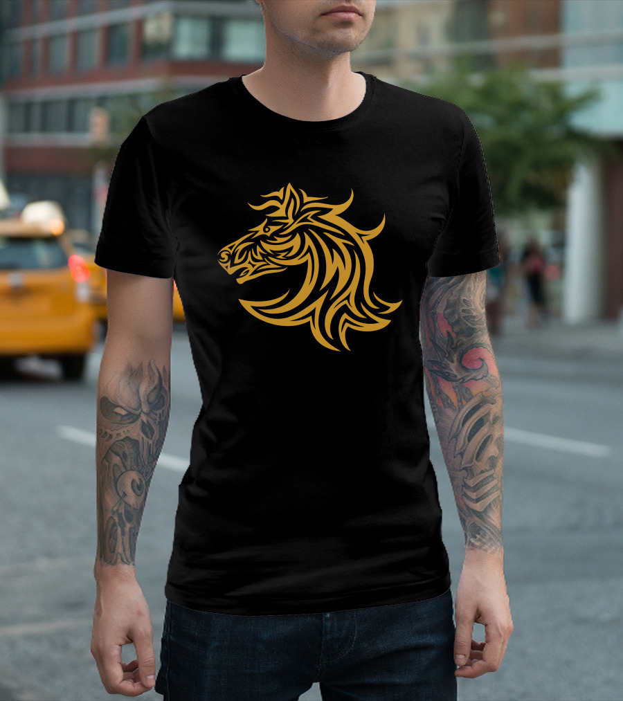 Horse Face Tribal Style Graphic Wild Stallion T-Shirt