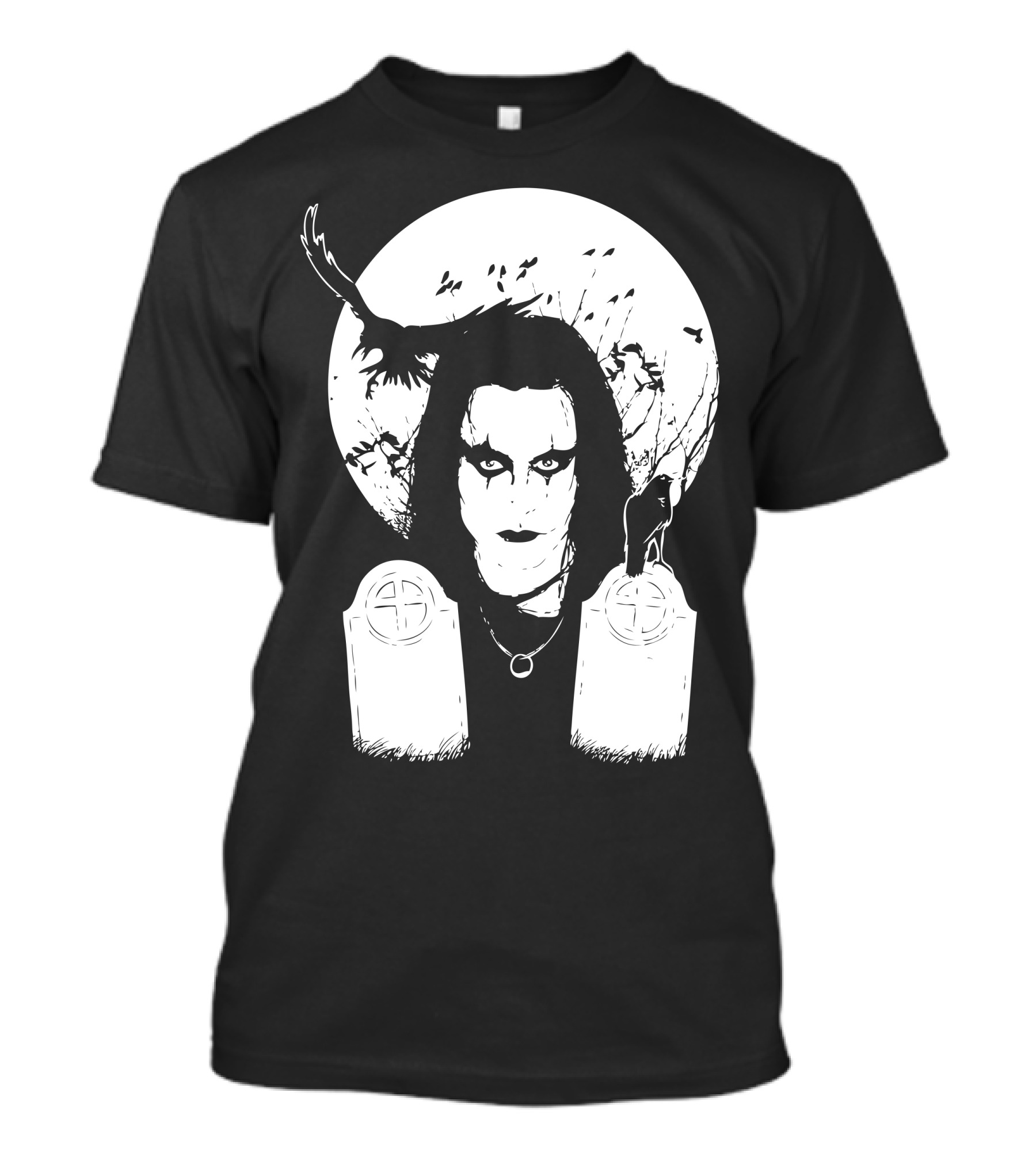 The Crow Iconic Graveyard Scene With Raven And Full Moon T-Shirt