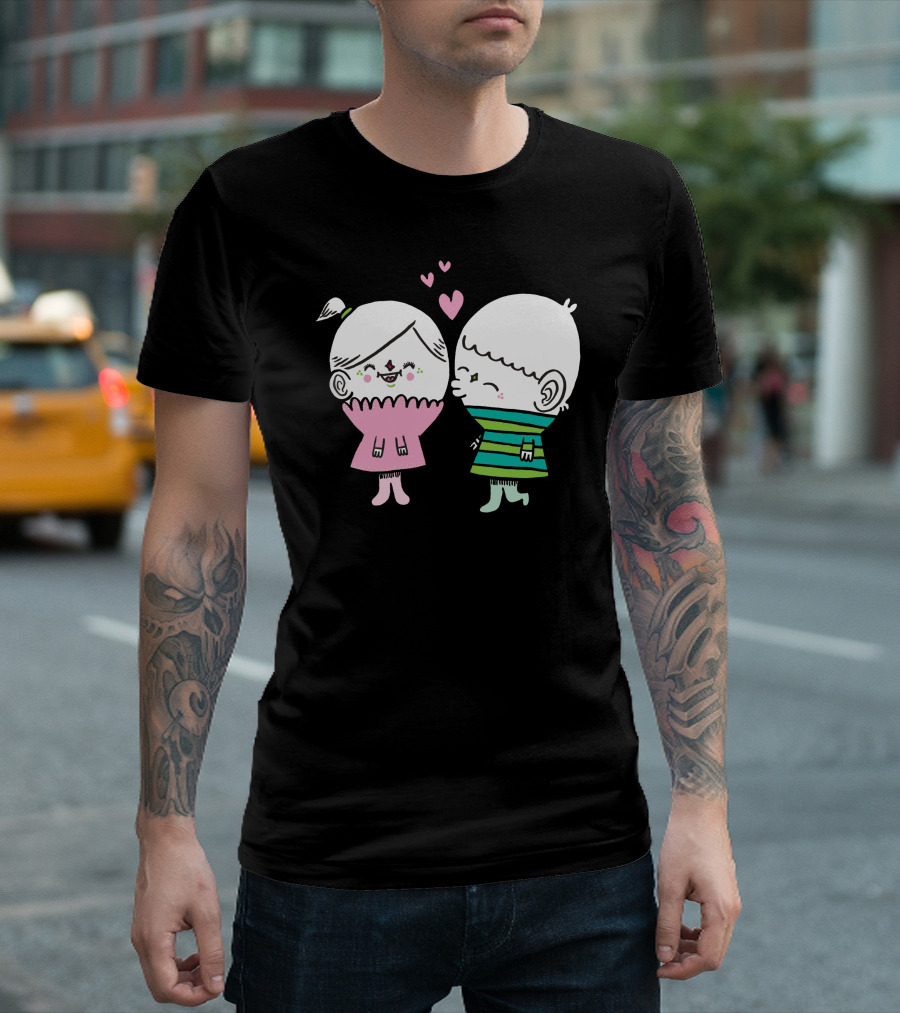 Little Kiss Cute Kids with Hearts T-Shirt