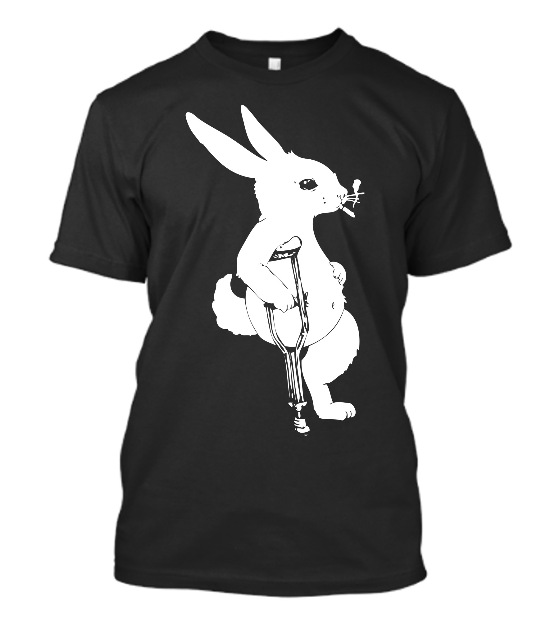 Lucky Rabbit Crutch Smoking Iconic Pose T-Shirt