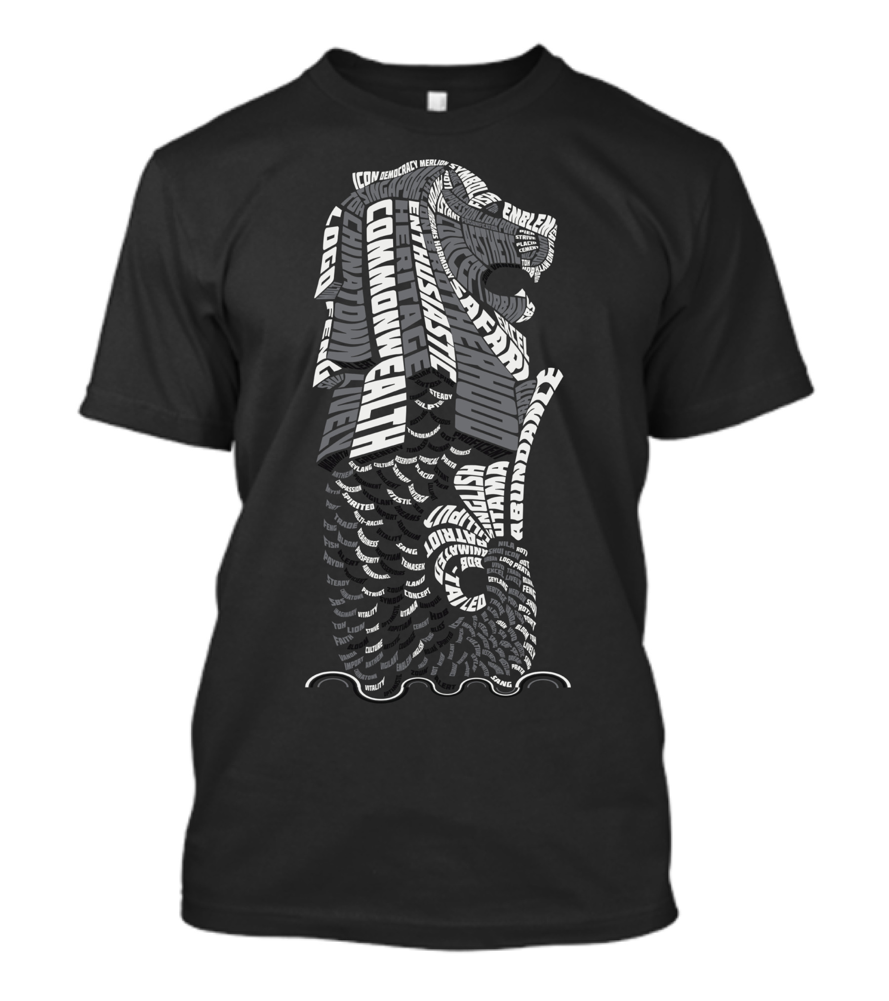 Merlion Icon Emblem Commonwealth Enthusiast Merlion Typo T-Shirt