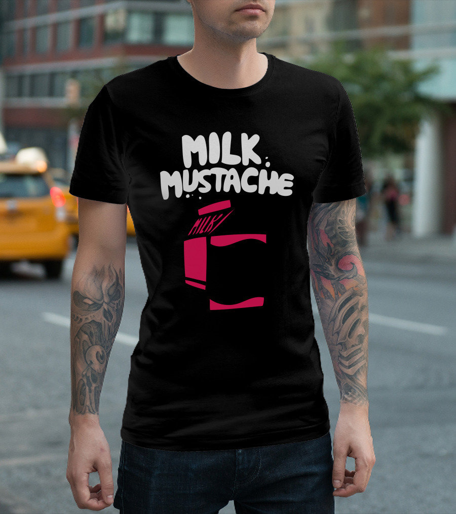 Milk Mustache Cartoon Milk Carton with Moustache T-Shirt