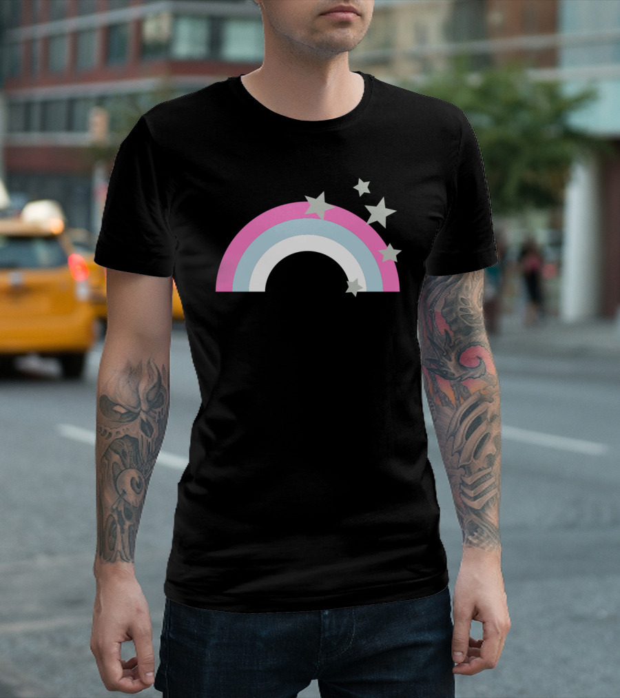 Retro Rainbow Stars Pastel Pink Blue Arch T-Shirt