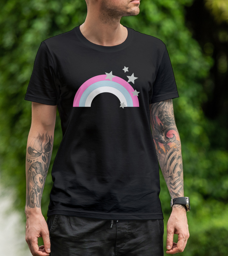 Retro Rainbow Stars Pastel Pink Blue Arch T-Shirt