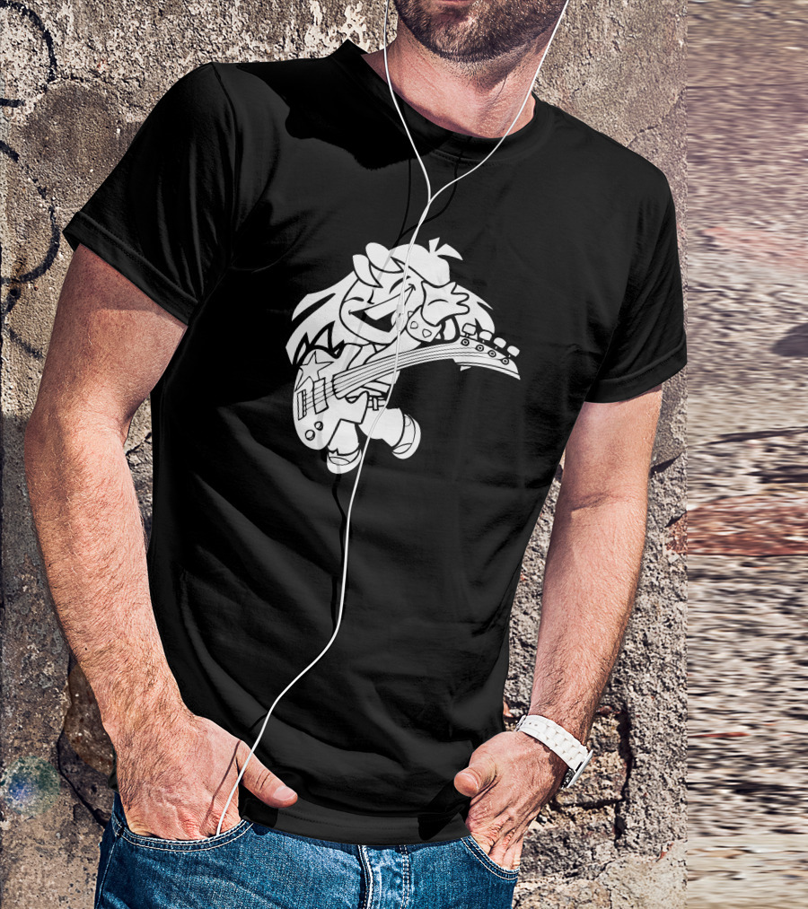 Rock Star Girl Cartoon Playing Electric Guitar T-Shirt