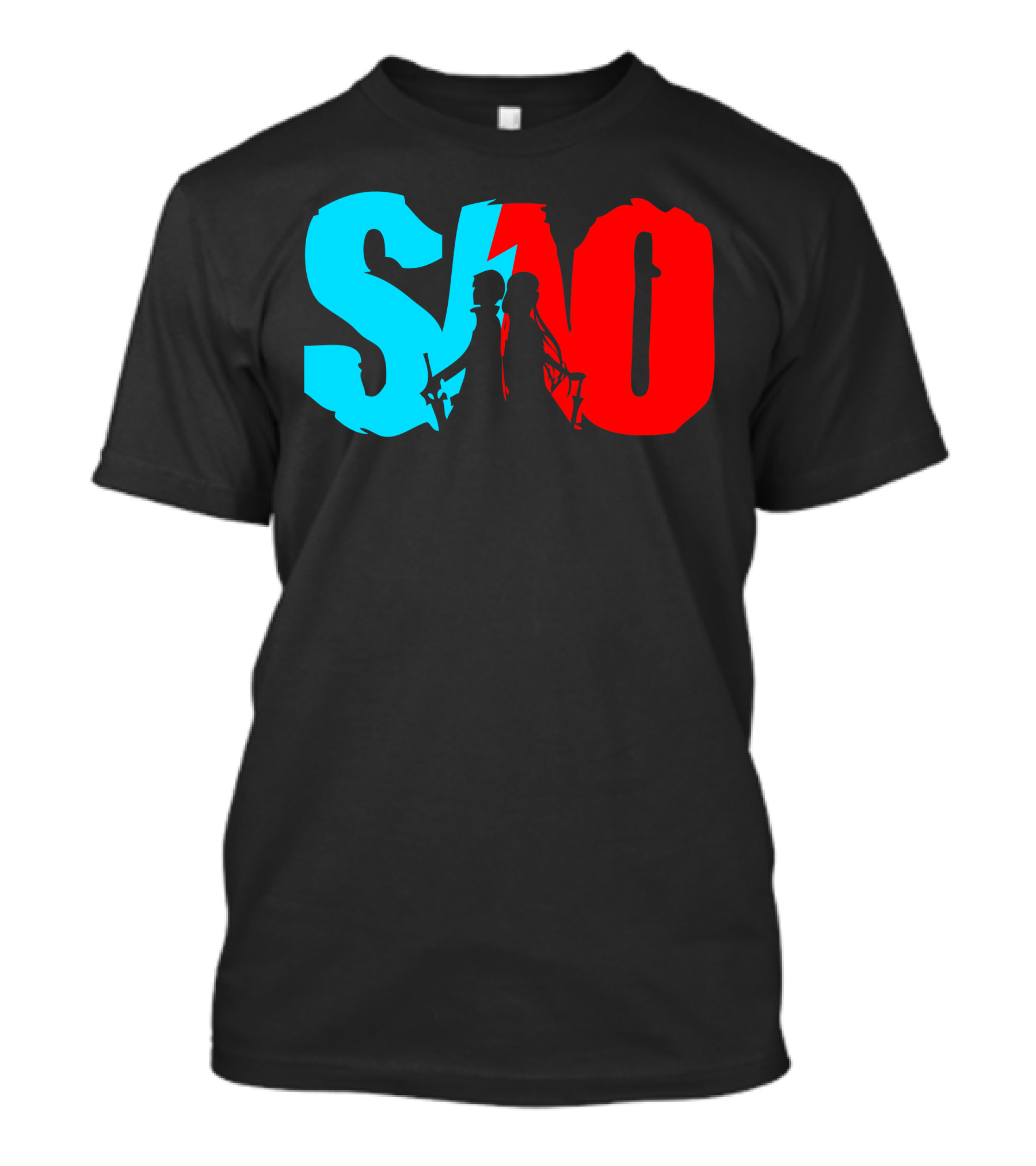 SAO Silhouette Blue Red Contrast T-Shirt