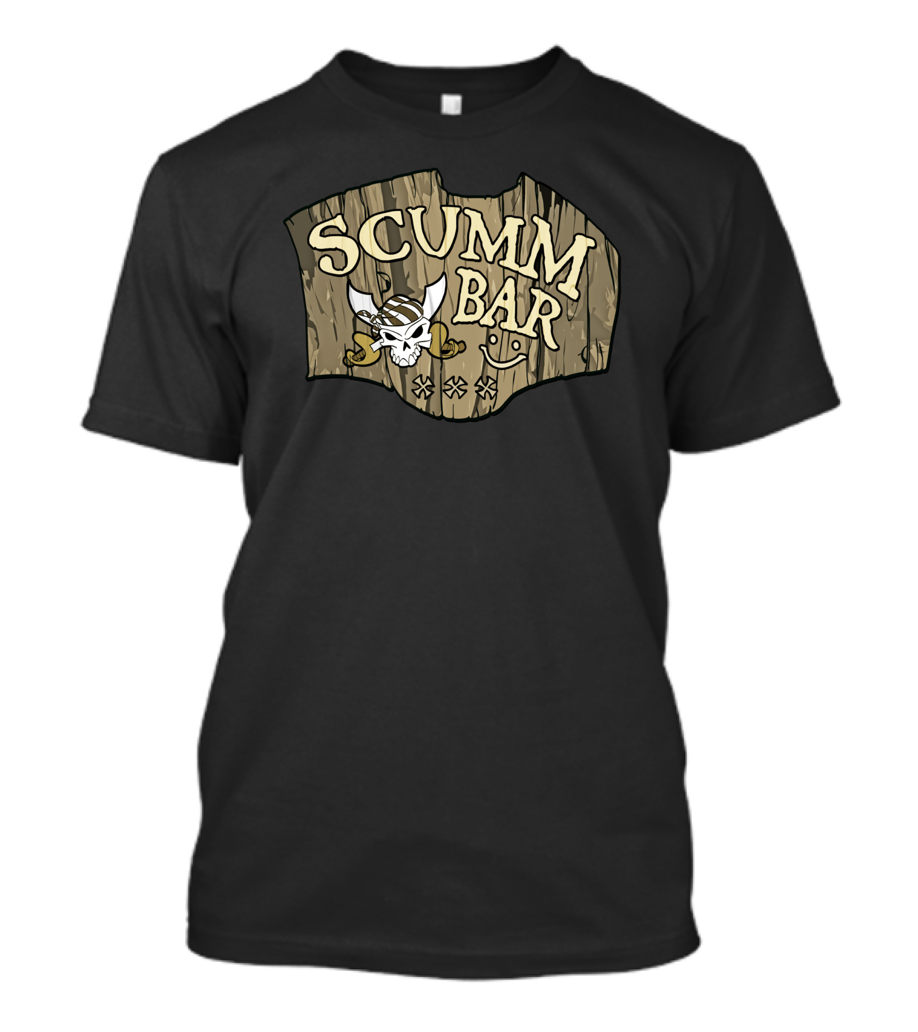 Scumm Bar Pirate Skull Crossbones Shield T-Shirt