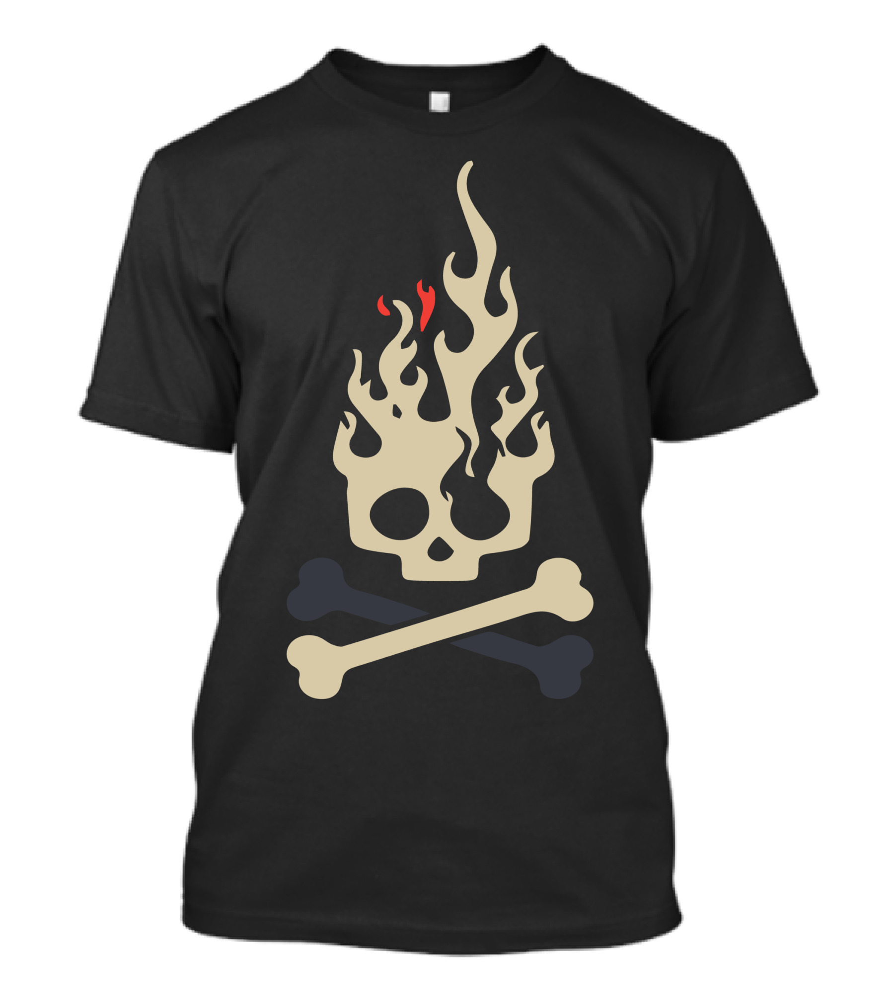 Skull Bonfire Flame Crossbones T-Shirt