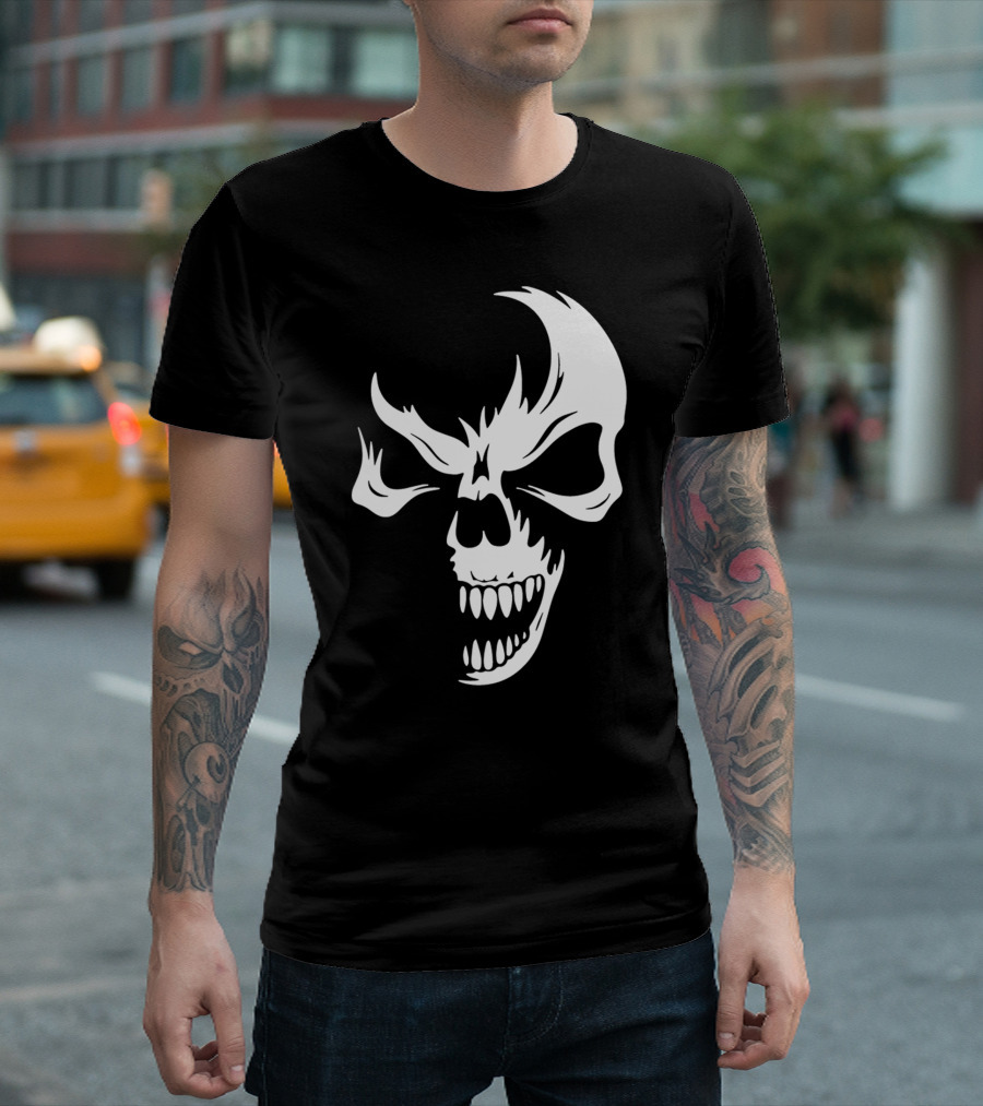 Skull Scary Fiery Grin T-Shirt