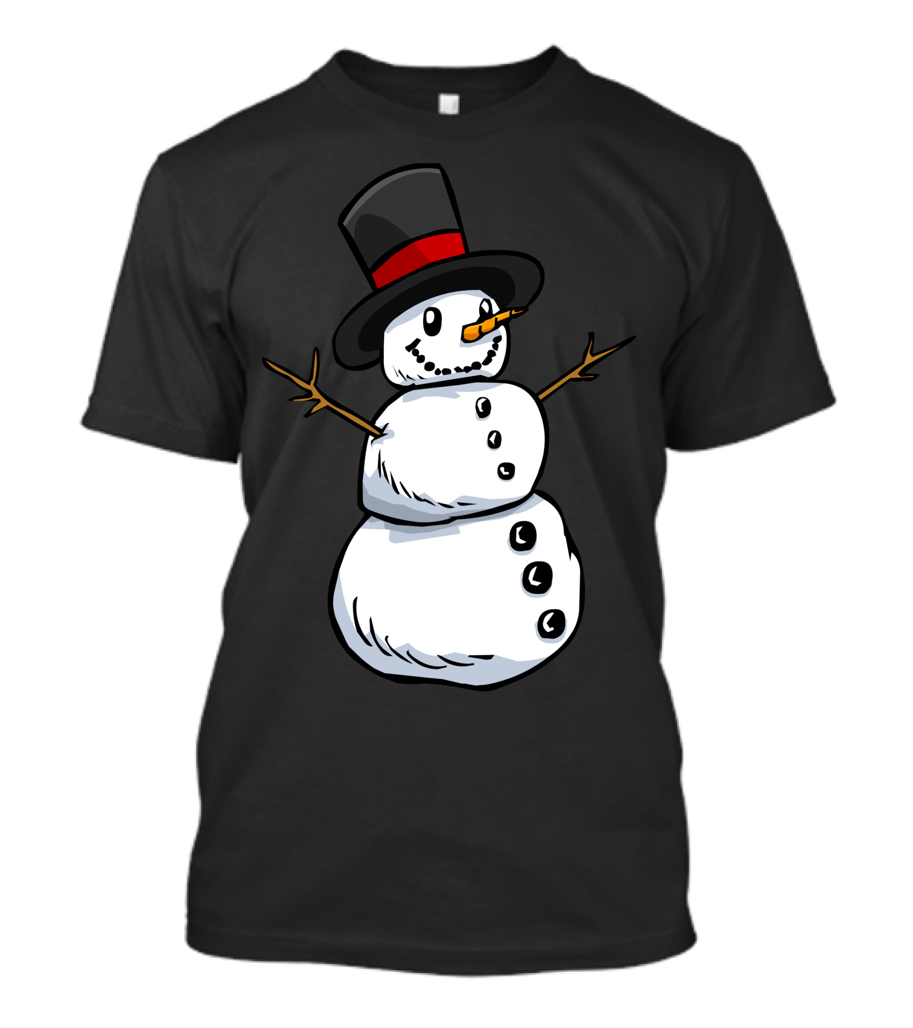 Snowman With Top Hat And Orange Carrot Nose T-Shirt
