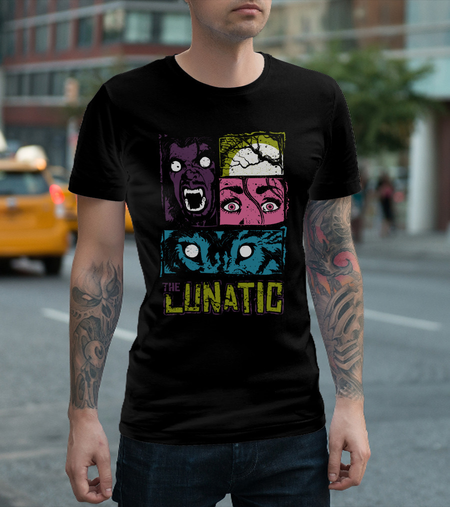 The Lunatic Creepy Faces And Full Moon Horror T-Shirt