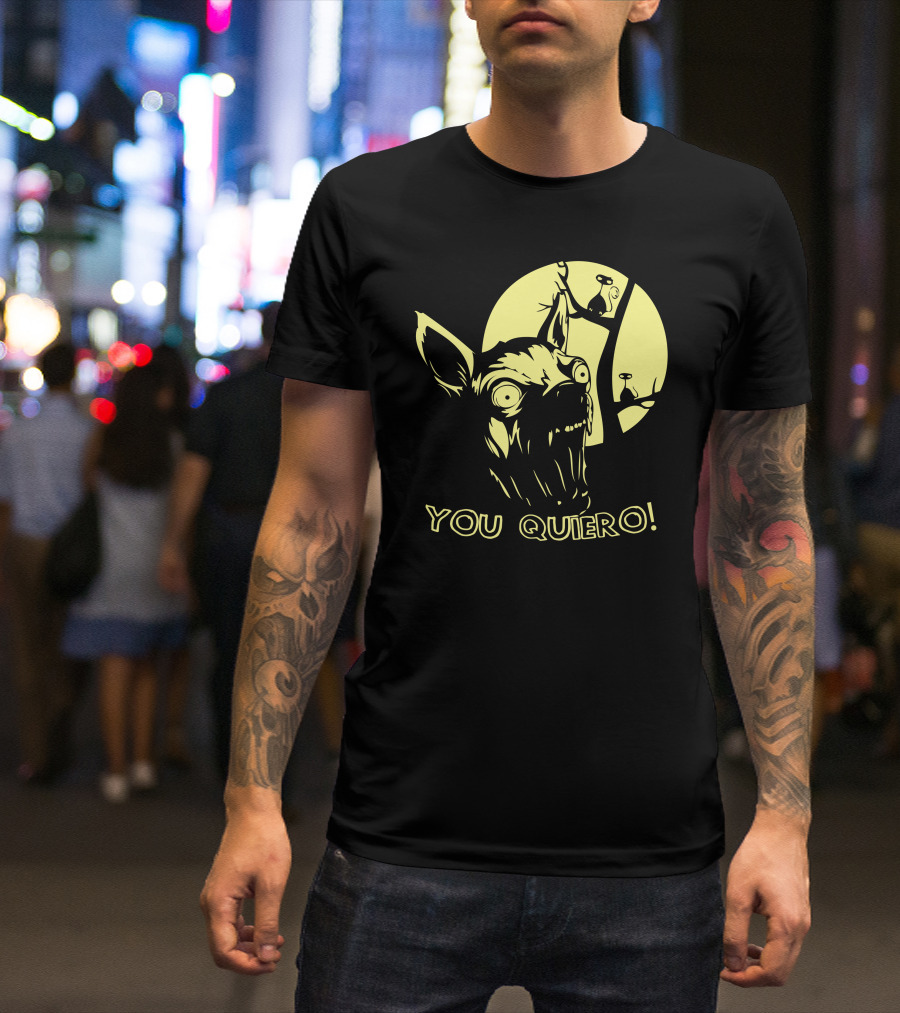 YOU QUIERO Scary Dog Moon Scene T-Shirt
