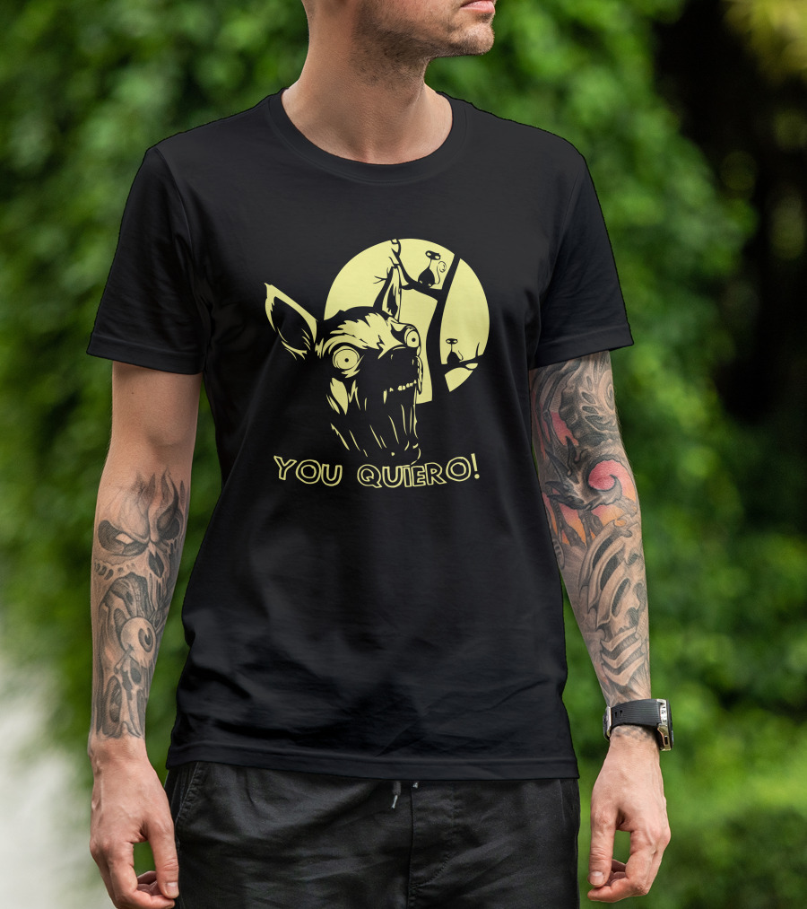 YOU QUIERO Scary Dog Moon Scene T-Shirt