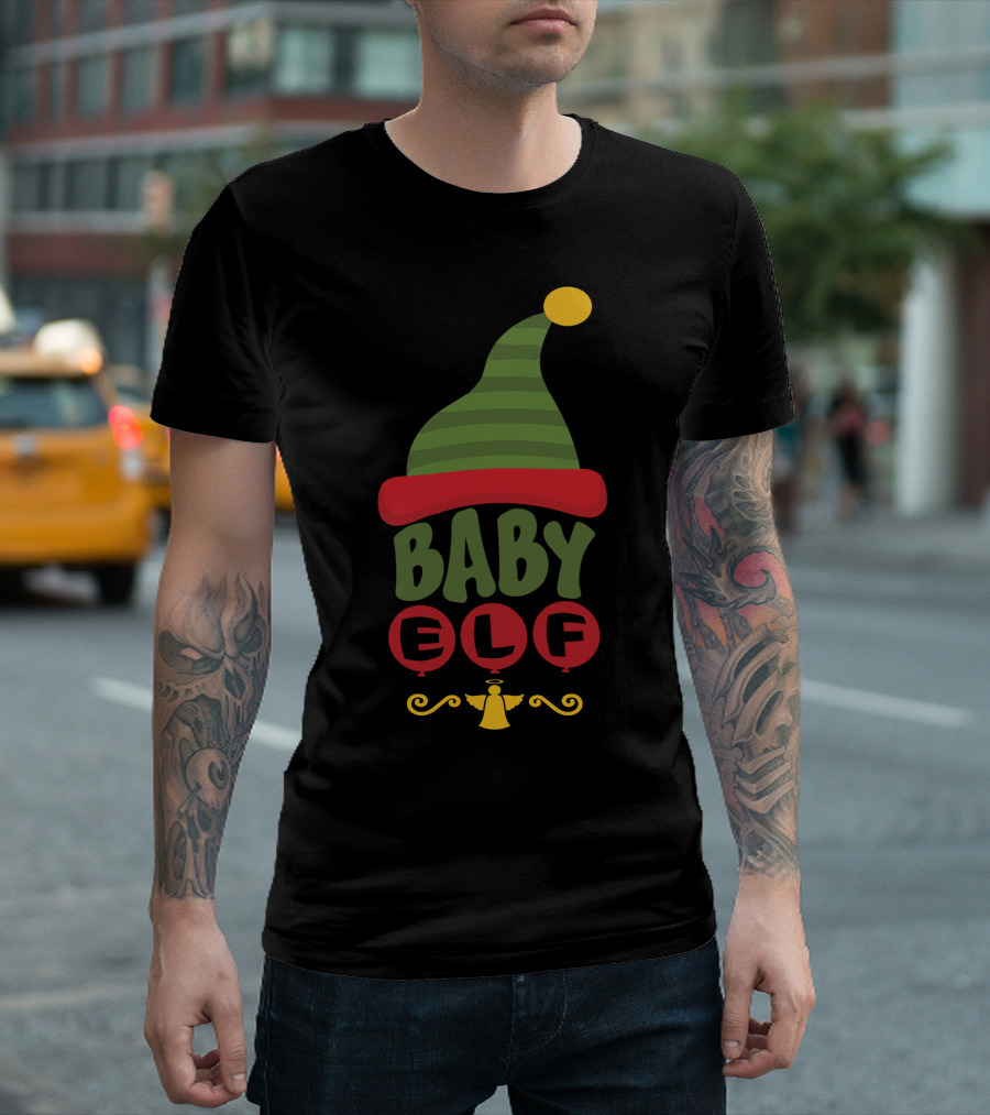 Baby Elf Christmas Hat And Bell T-Shirt