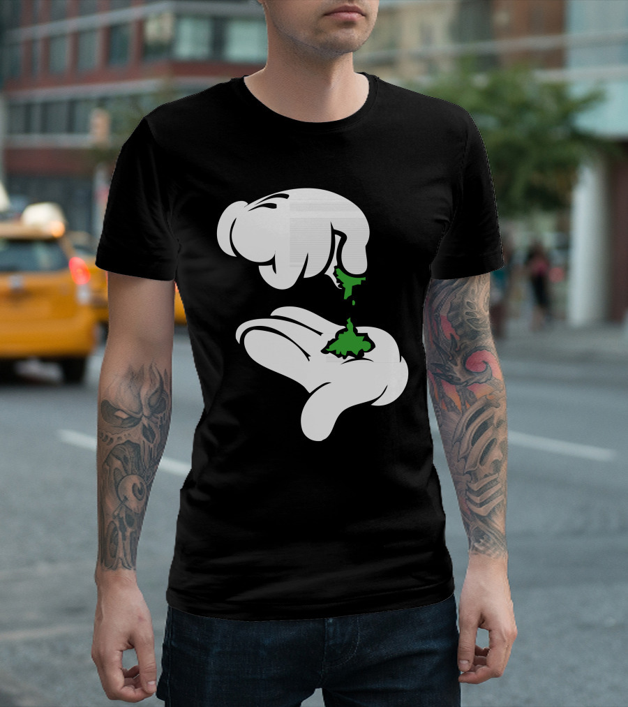 Dope Hand Cartoon Gloves Dripping Green Substance T-Shirt