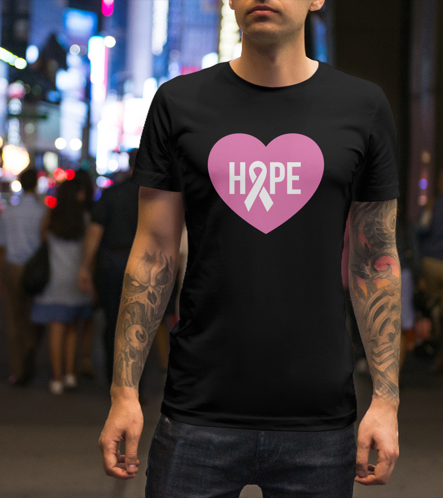 Hope Pink Heart Breast Cancer Awareness T-Shirt