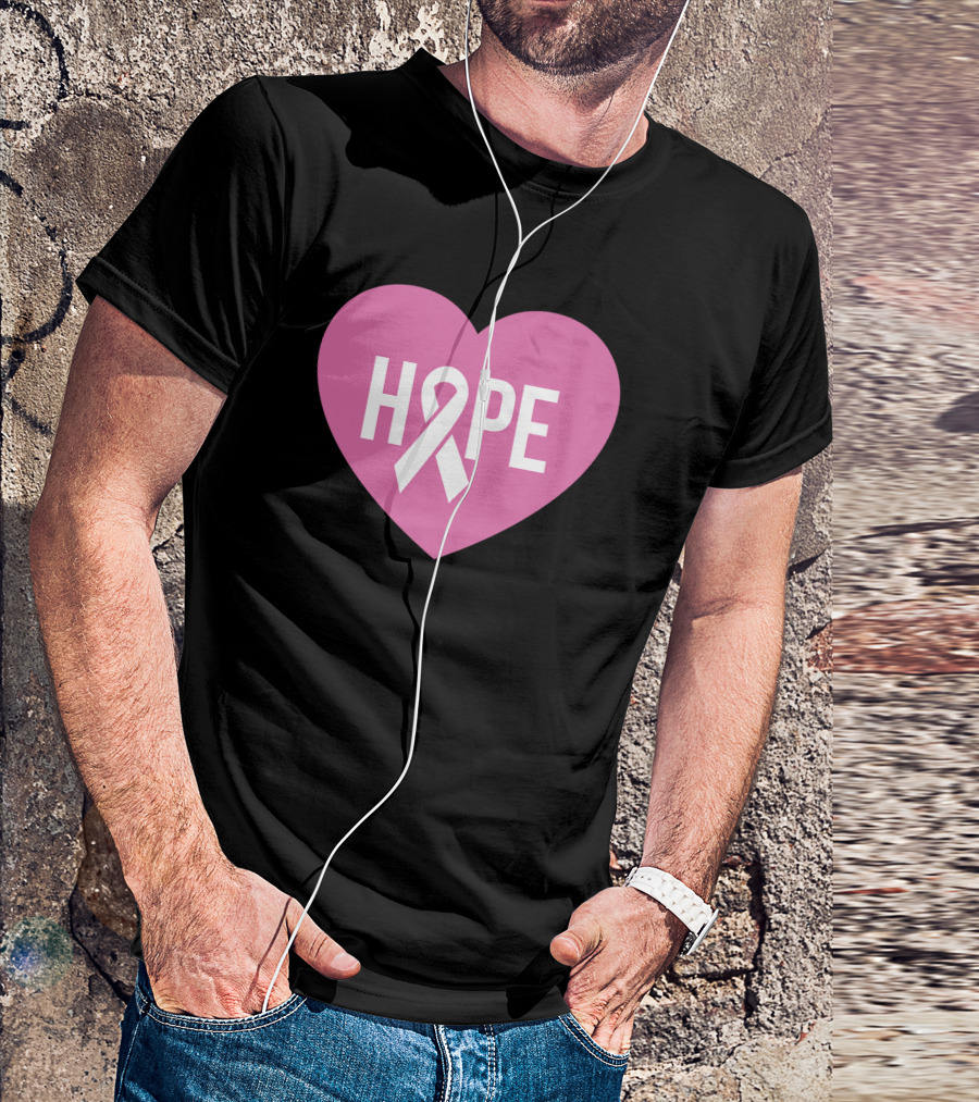 Hope Pink Heart Breast Cancer Awareness T-Shirt