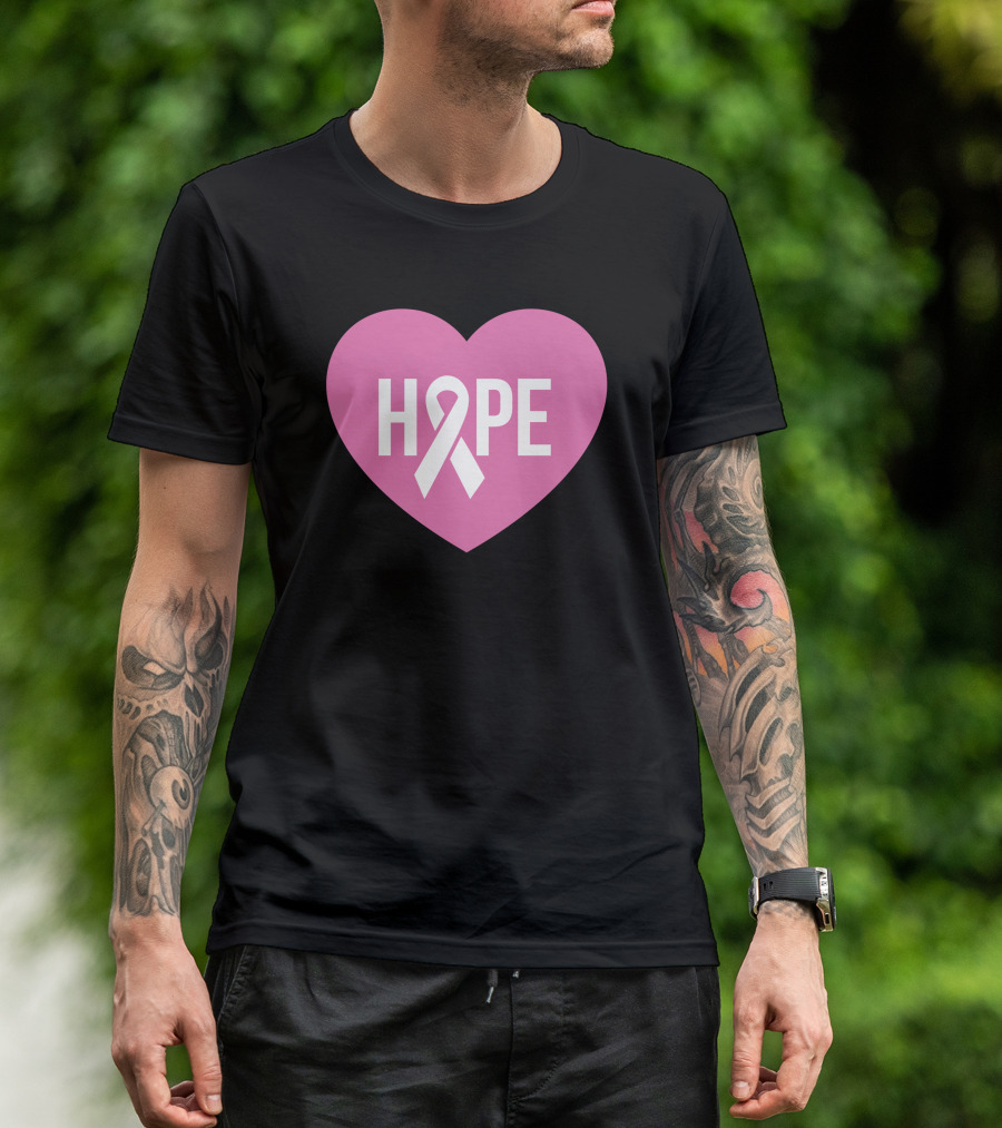 Hope Pink Heart Breast Cancer Awareness T-Shirt
