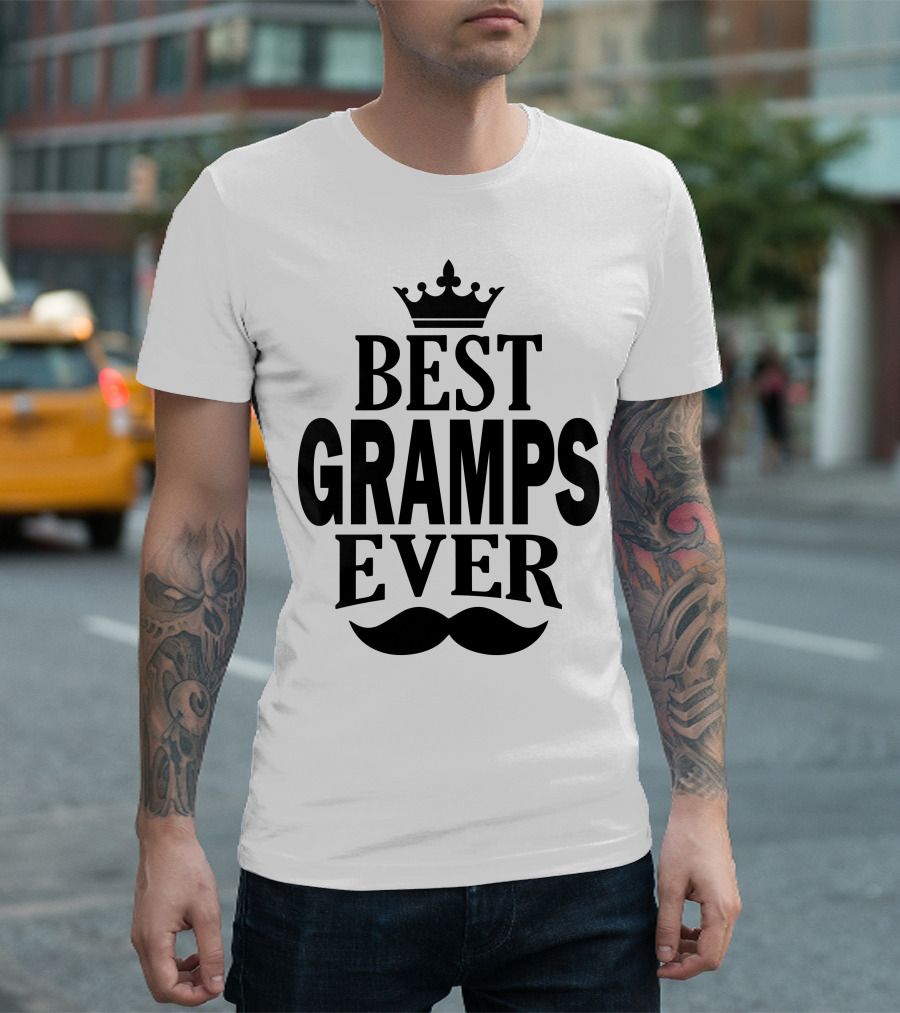 Best Gramps Ever Crown Mustache T-Shirt