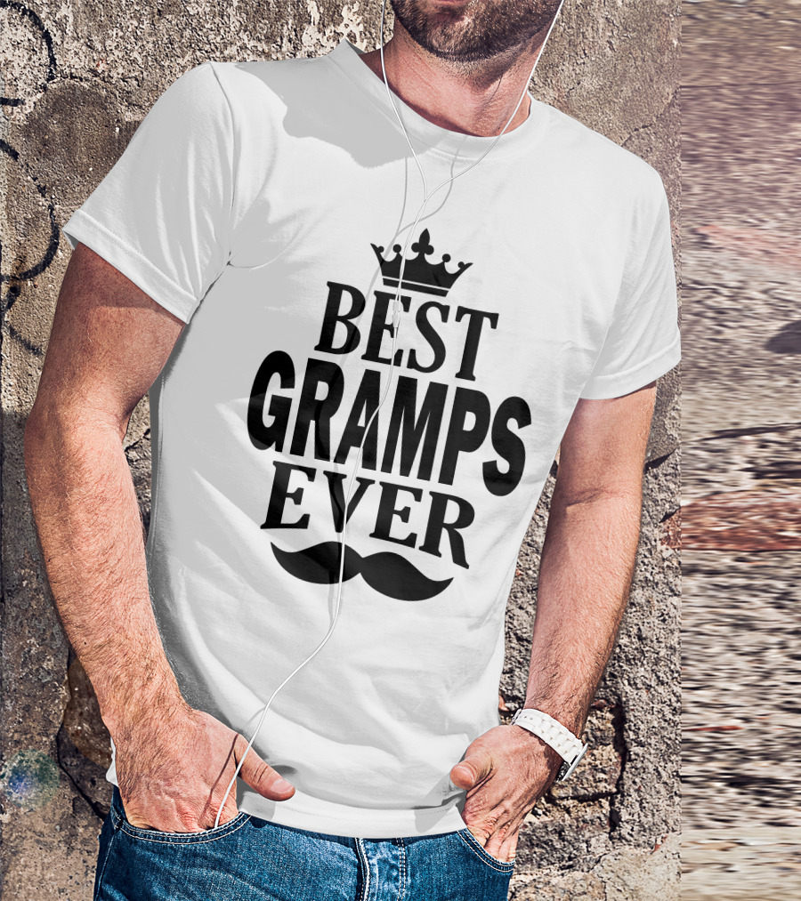 Best Gramps Ever Crown Mustache T-Shirt