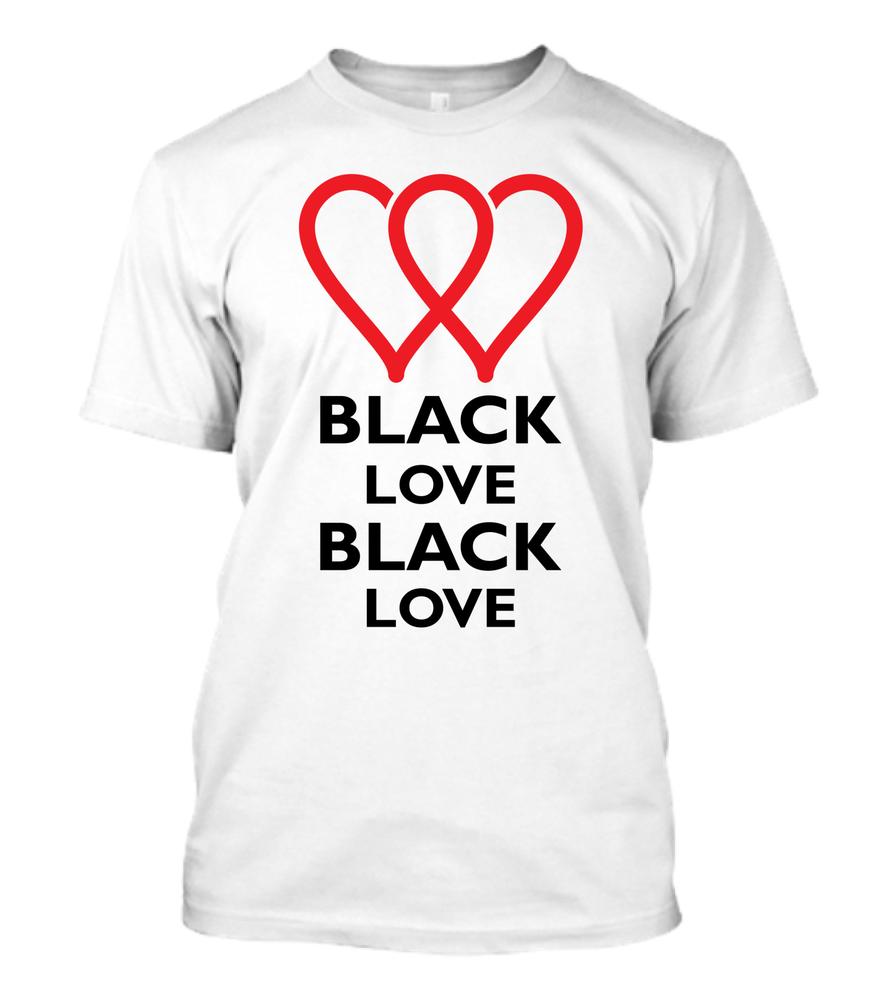 Black Love Double Heart Symbol Repeating Text T-Shirt