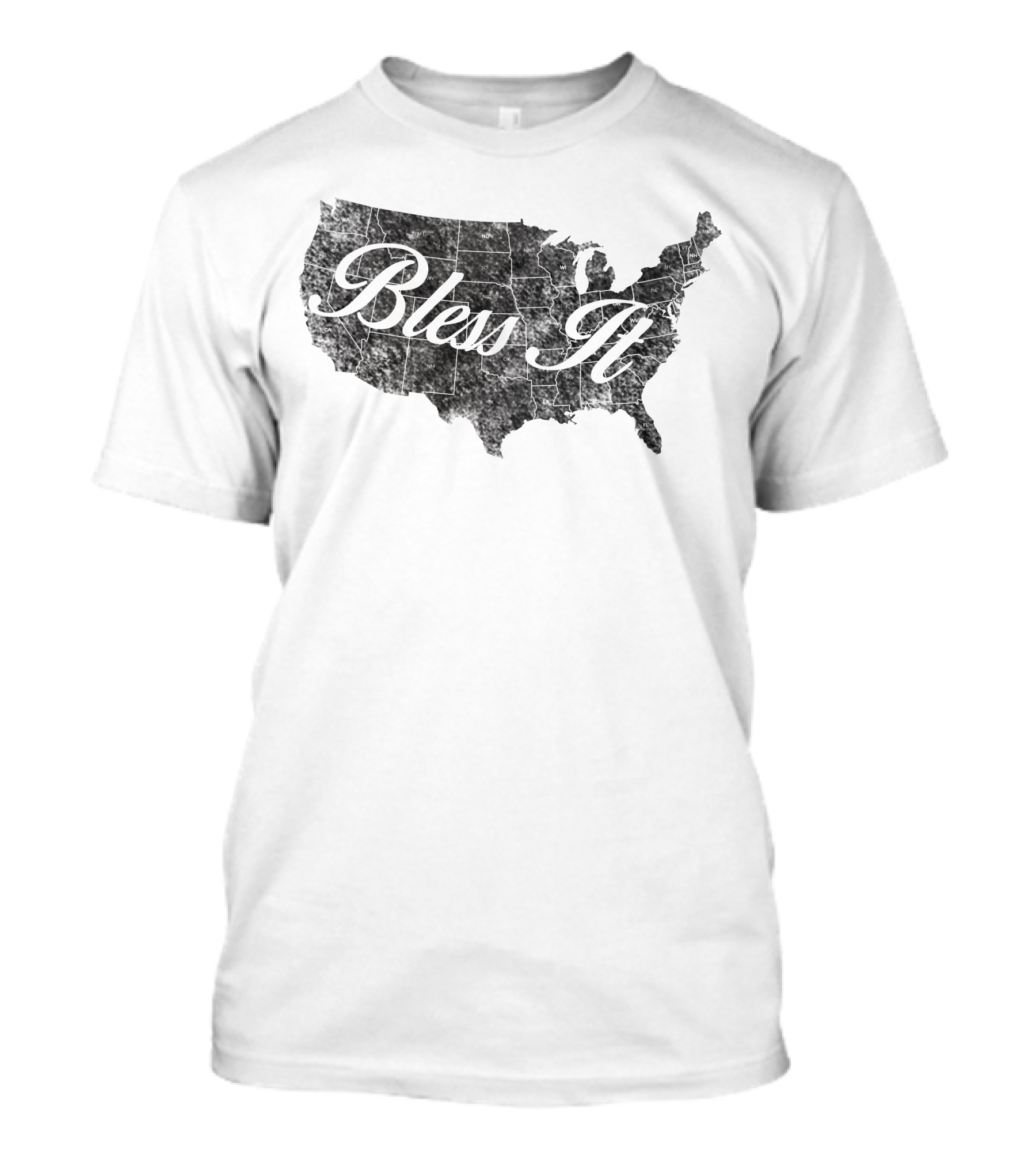 Bless It USA Map 4th Of July T-Shirt