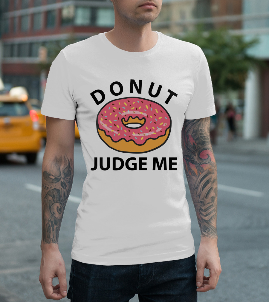 DONUT JUDGE ME Pink Frosted Sprinkles Crown Donut T-Shirt