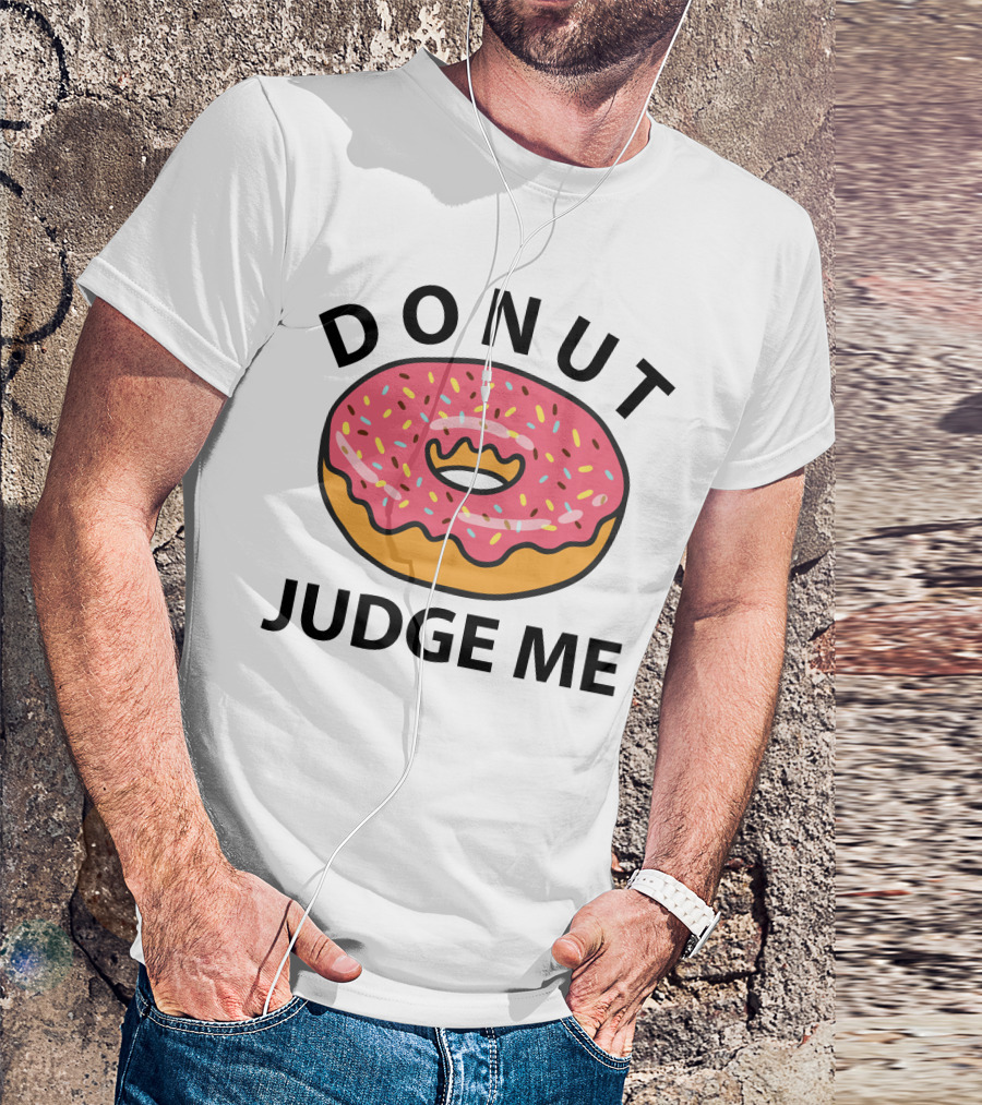 DONUT JUDGE ME Pink Frosted Sprinkles Crown Donut T-Shirt