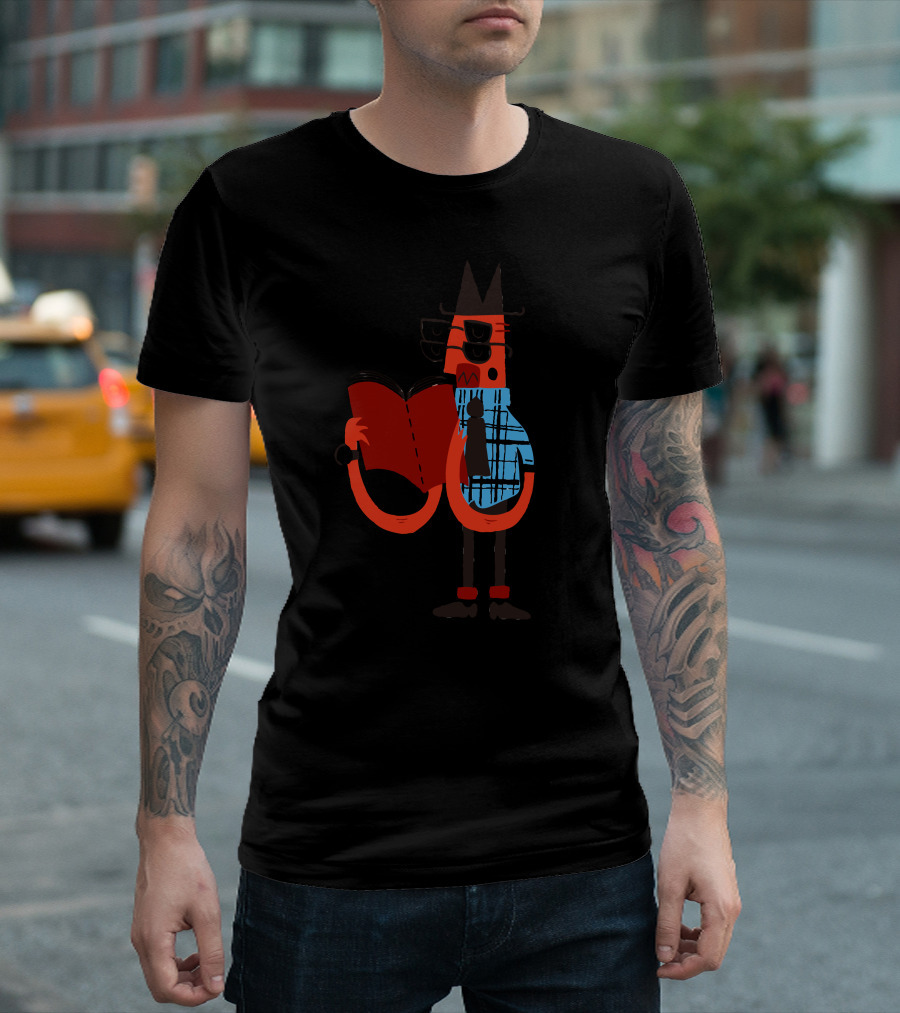 A Good Book Cat in Plaid Shirt and Glasses T-Shirt