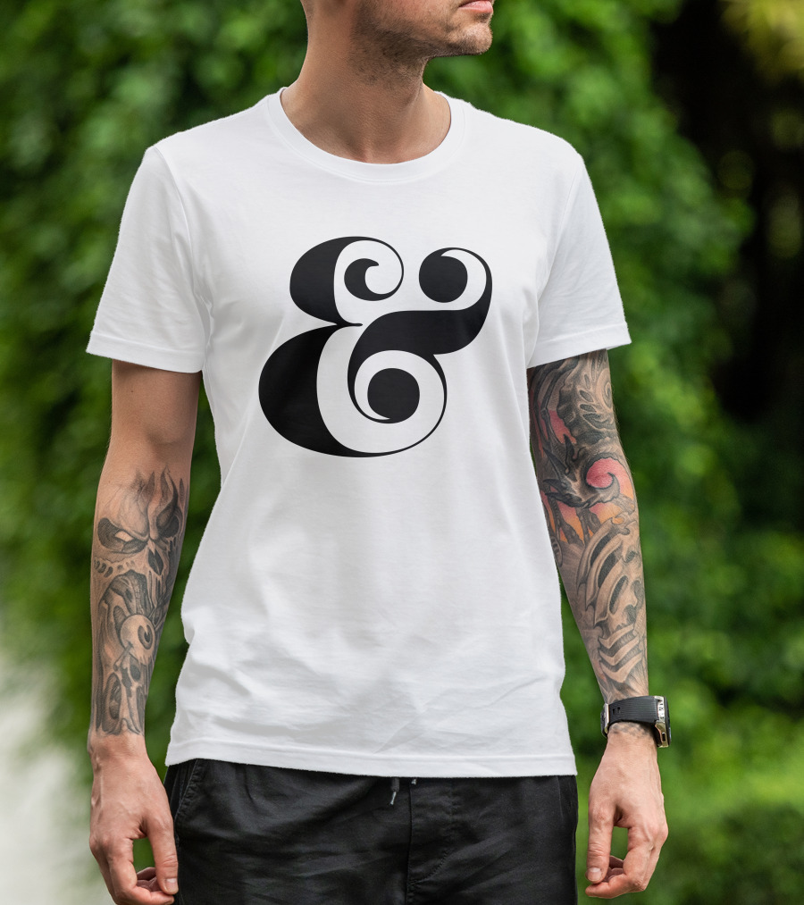 Ampersand Bold Swirl Dark Typography T-Shirt