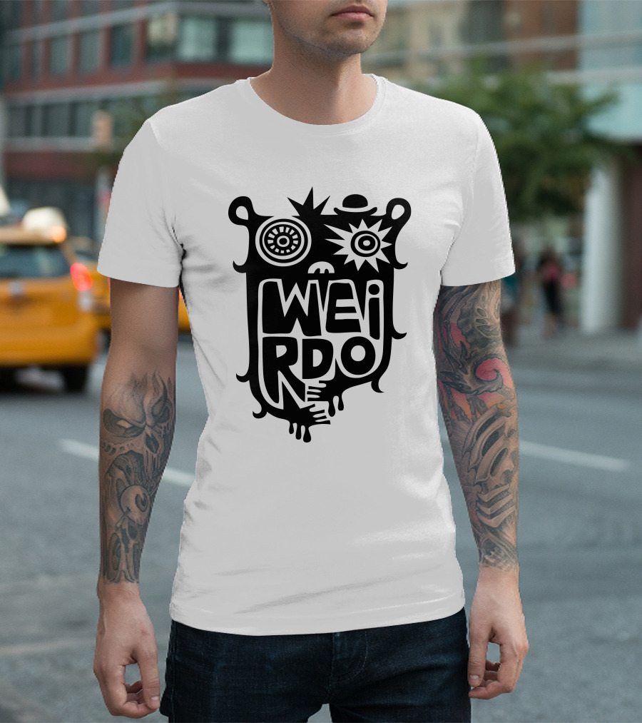 Big Weirdo Monster Face Typography T-Shirt