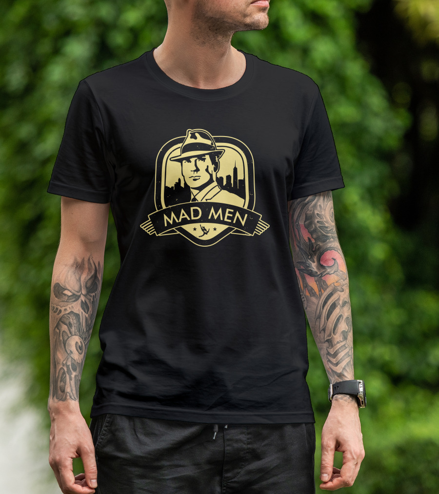 Mad Men Classic Style Gentleman Icon With City Skyline T-Shirt