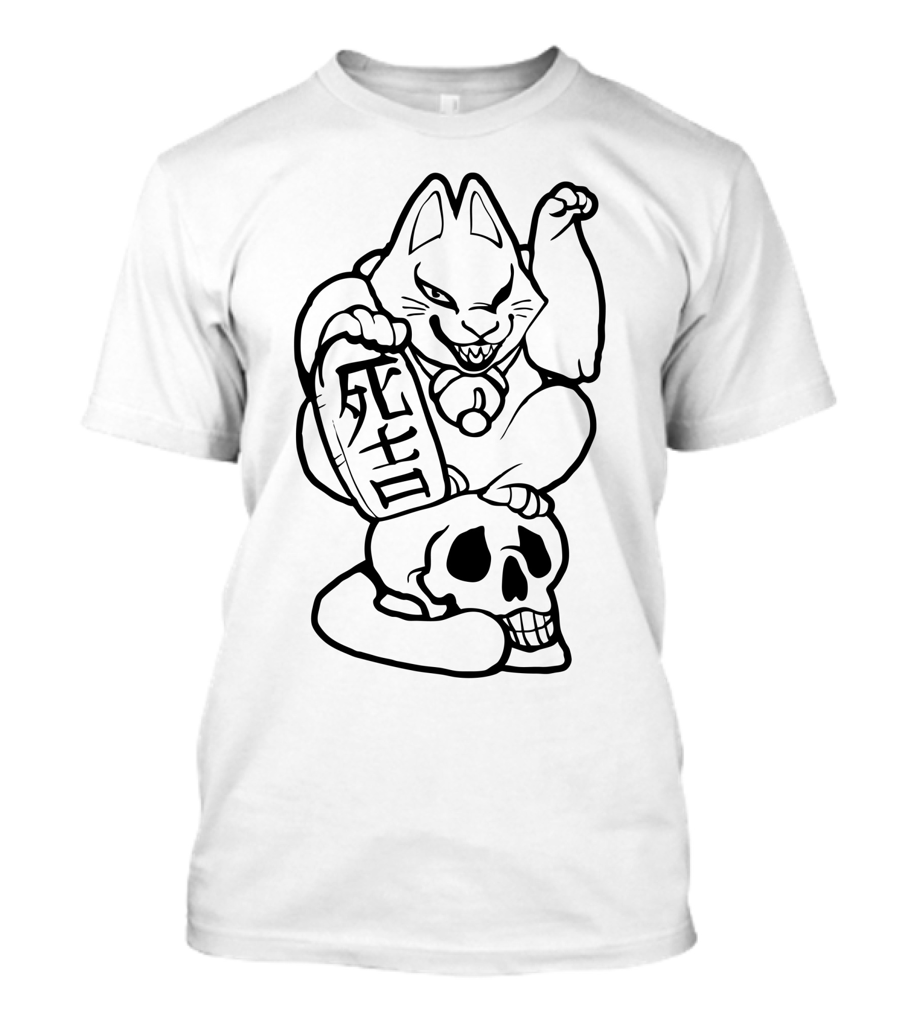 Dead Lucky Maneki Neko With Skull T-Shirt