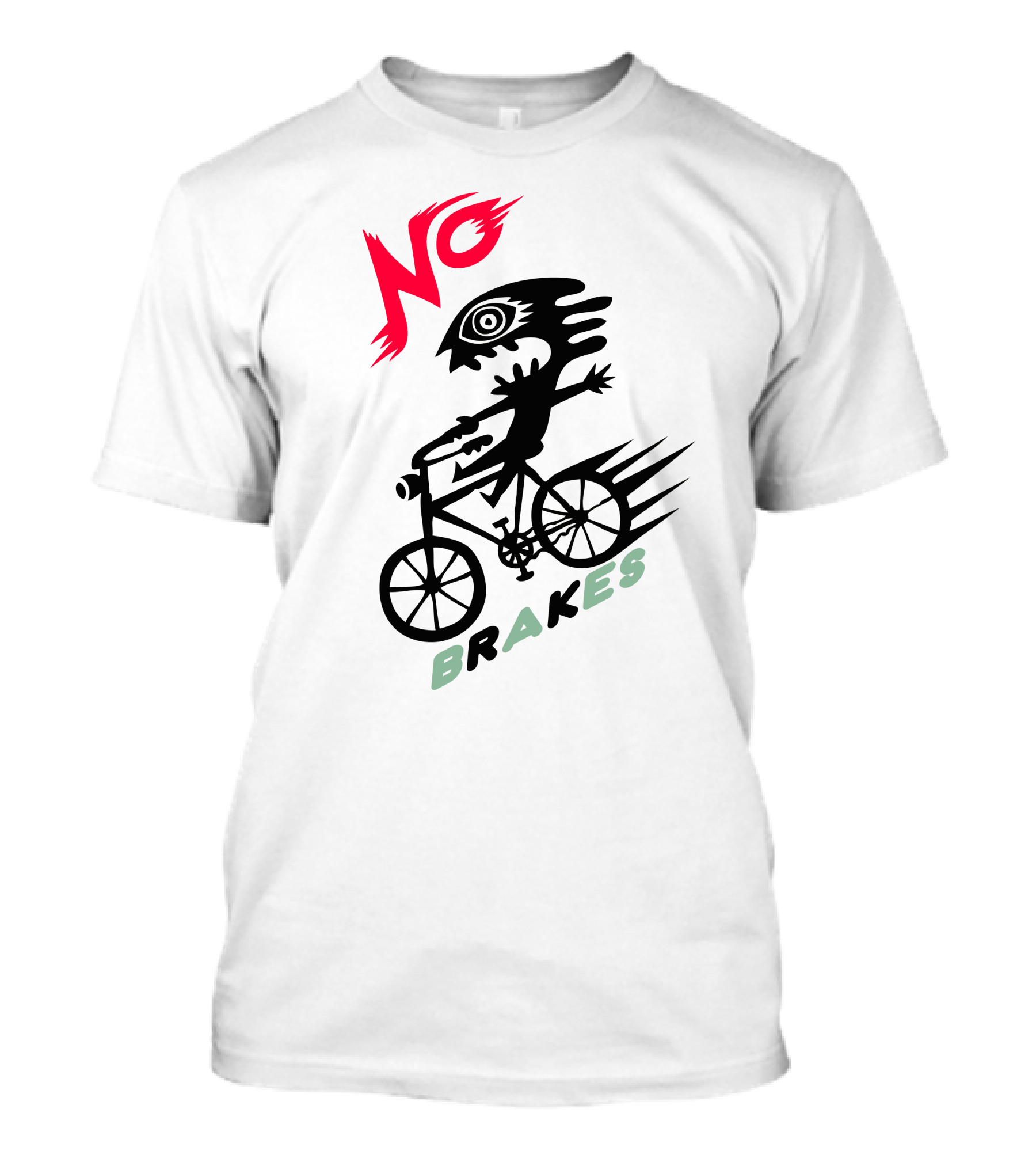 NO Brakes Speeding Bicycle Creature T-Shirt
