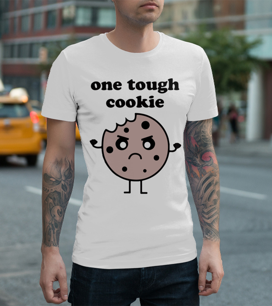 One Tough Cookie Chocolate Chip Character with Determined Expression T-Shirt