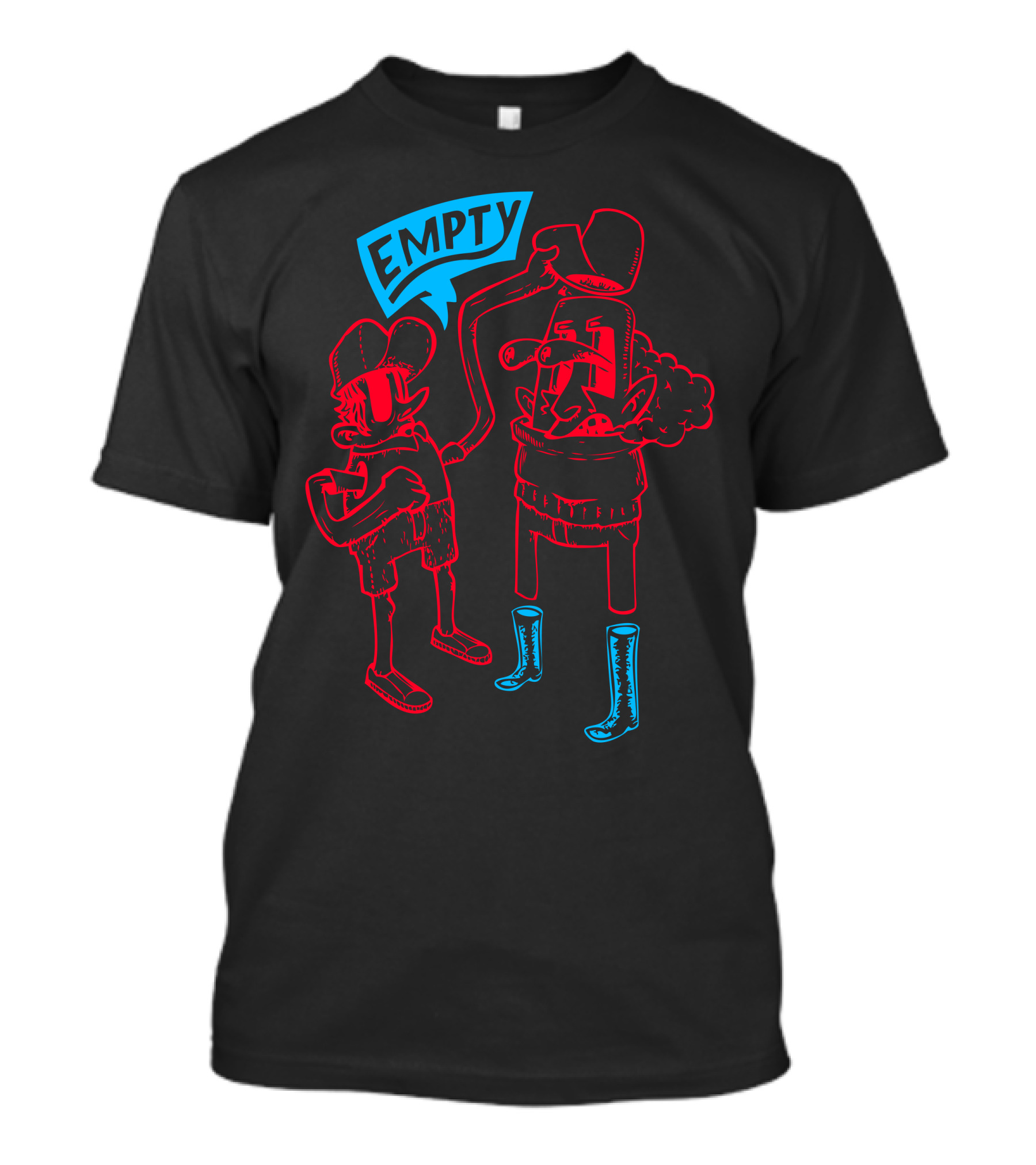 Empty Cartoon Characters With Tube In Psychedelic Colors T-Shirt