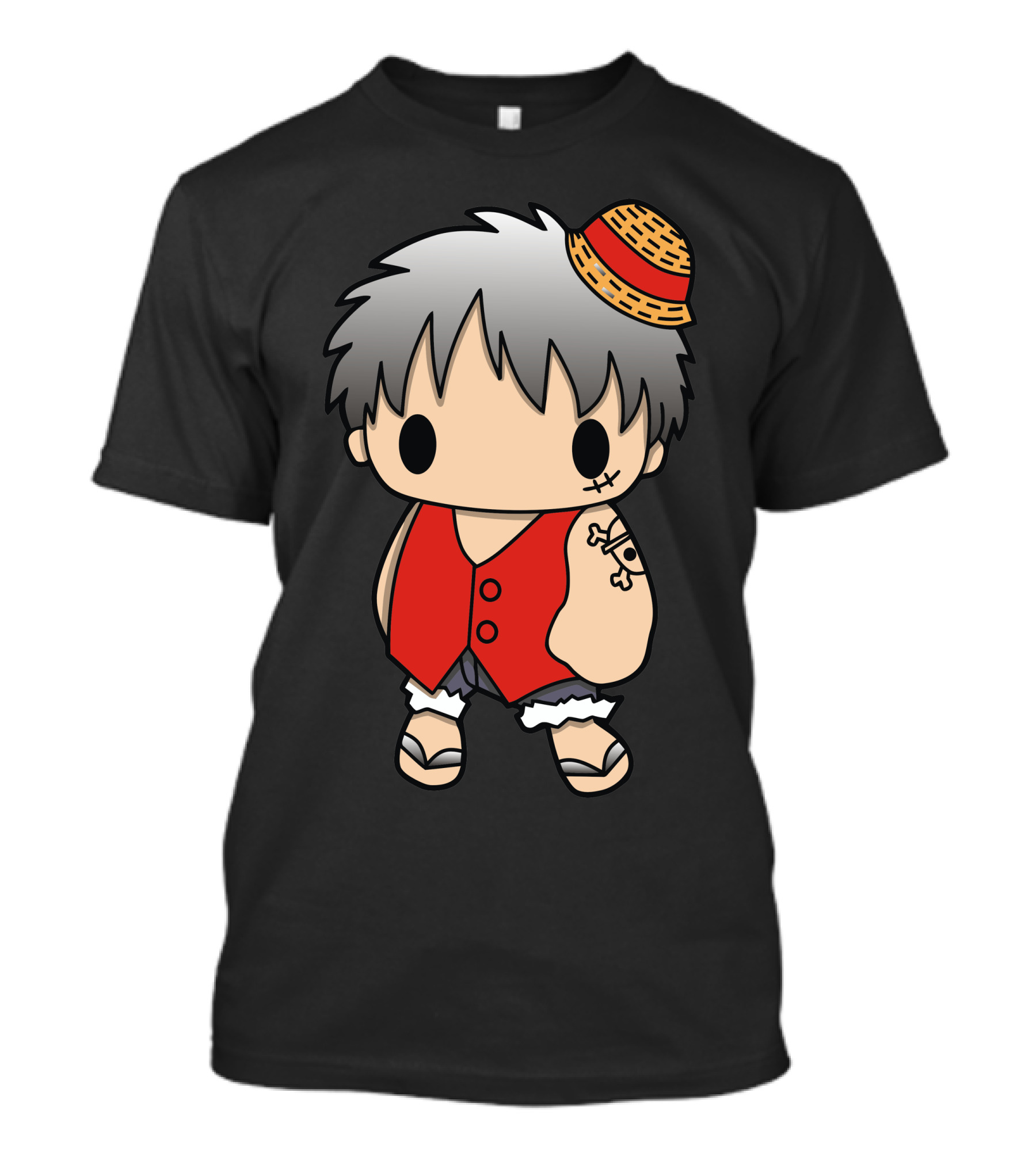 Luffy Chibi Straw Hat Pirate Tattoo T-Shirt