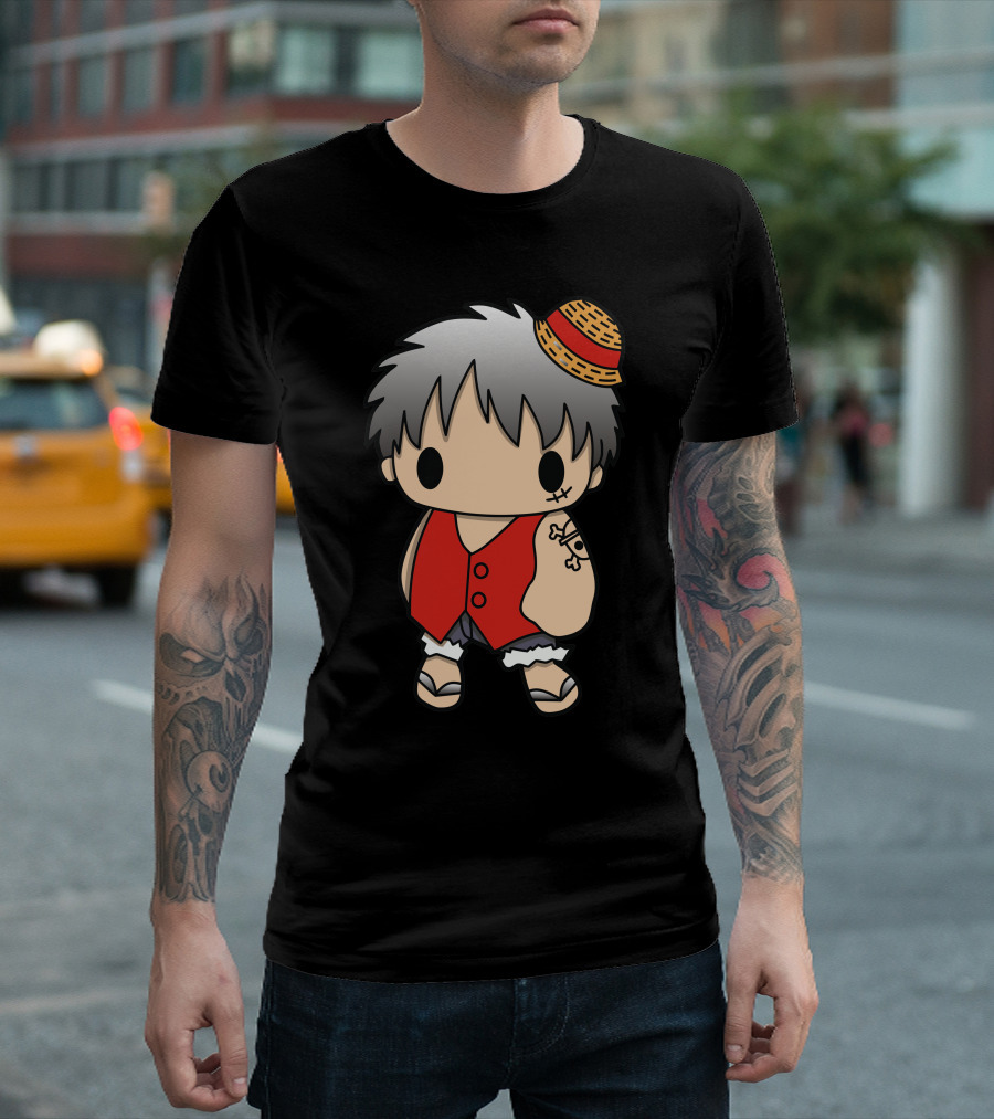 Luffy Chibi Straw Hat Pirate Tattoo T-Shirt